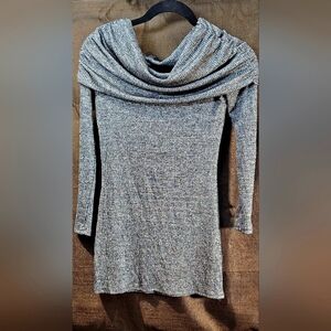 WHBM - White House Black Market - Cowl Neck over shoulders grey sweater dress. …